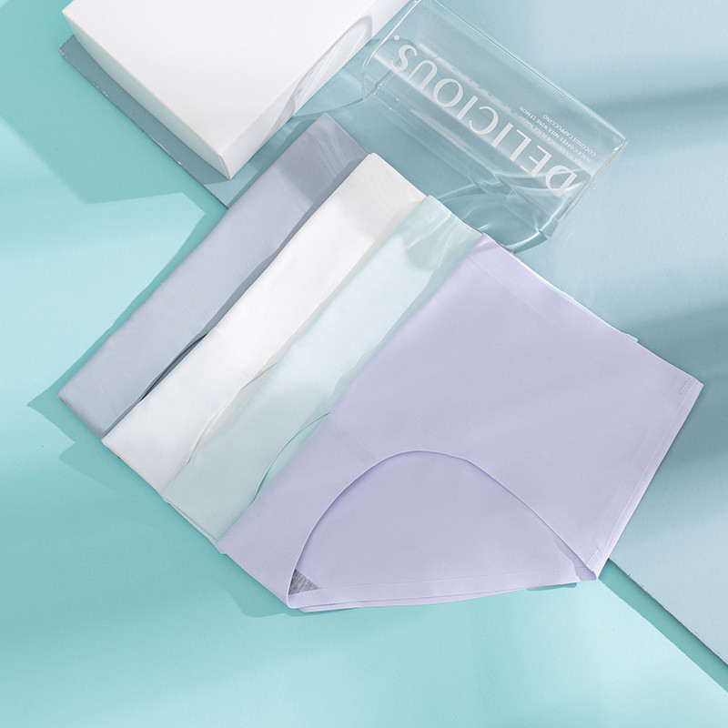 3 kom/set Ženske gaćice Žensko bešavno donje rublje Ledeno svilene Udobne gaćice Srednji struk Prozračne gaćice Donje rublje