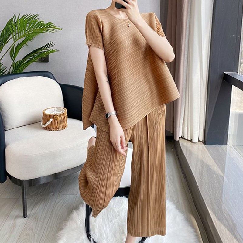 Pantaloni cămașă ținute de seară concert femei clasice plisate Marime mare Coreea de lux șic Pantaloni eleganti din două piese Set costum de petrecere