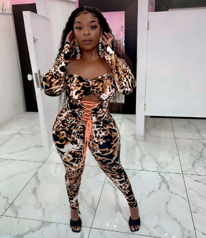 BKLD 2021. Bodycon kombinezon Jesenski novi kombinezon s leopard printom, izdubljenim kombinezonom s otvorenim ramenima, jednodijelna odjeća za zabave, klupska odjeća