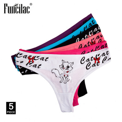 Roztomilé mačacie tangá, dámske sexy čipkované tangá, bavlnené bikiny, nohavičky s mačiatkami, spodná bielizeň, 5 ks/sada