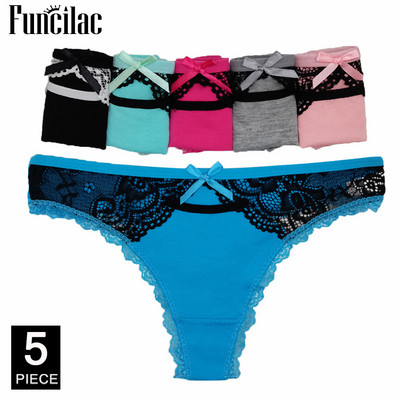 Roztomilé mačacie tangá, dámske sexy čipkované tangá, bavlnené bikiny, nohavičky s mačiatkami, spodná bielizeň, 5 ks/sada