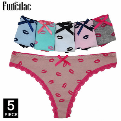 Roztomilé mačacie tangá, dámske sexy čipkované tangá, bavlnené bikiny, nohavičky s mačiatkami, spodná bielizeň, 5 ks/sada