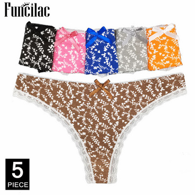 Roztomilé mačacie tangá, dámske sexy čipkované tangá, bavlnené bikiny, nohavičky s mačiatkami, spodná bielizeň, 5 ks/sada