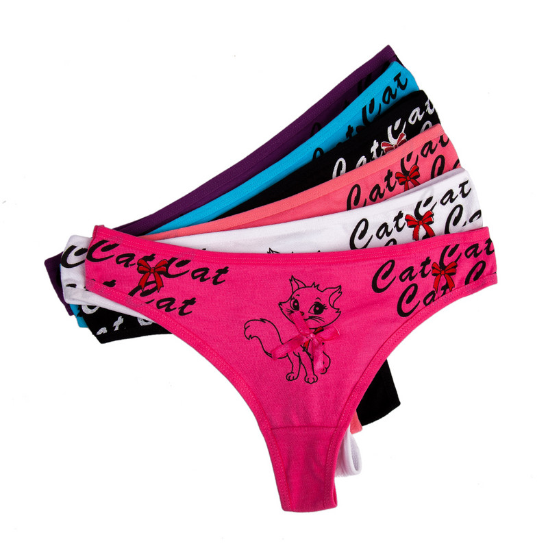 Roztomilé mačacie tangá, dámske sexy čipkované tangá, bavlnené bikiny, nohavičky s mačiatkami, spodná bielizeň, 5 ks/sada