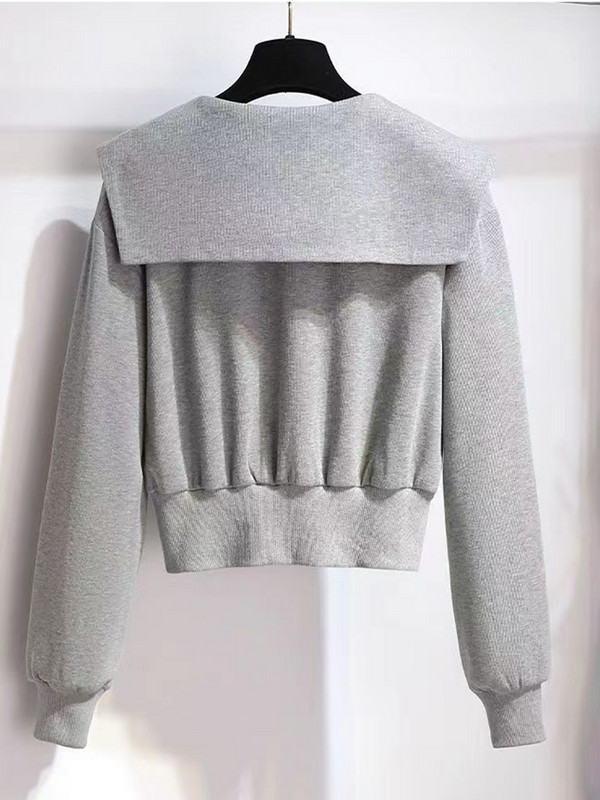 Ulična odjeća Ležerna sportska dvodijelna odijela Ženske kratke majice s patentnim zatvaračem Kaputi + široki kompleti hlača sa širokim nogavicama Modni šik set s prorezima