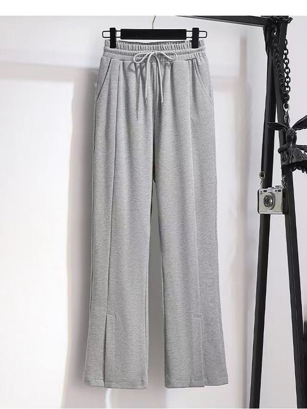 Ulična odjeća Ležerna sportska dvodijelna odijela Ženske kratke majice s patentnim zatvaračem Kaputi + široki kompleti hlača sa širokim nogavicama Modni šik set s prorezima