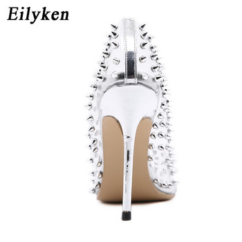 Eilyken σέξι ασημί πριτσίνια PVC διαφανές γυναικείες αντλίες μόδας με μυτερά δάχτυλα Νυχτερινό κέντρο stripper Party Λεπτά ψηλοτάκουνα γυναικεία παπούτσια