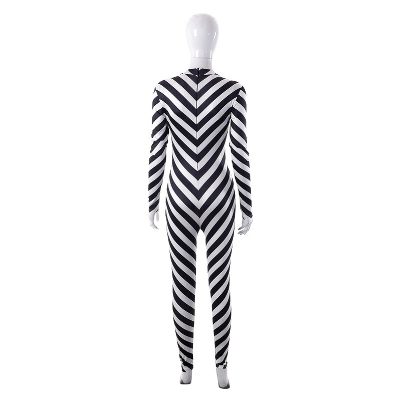 BKLD ženska odjeća 2023. proljeće ljeto novi modni uski uski kombinezon dugih rukava na crne i bijele pruge okruglog izreza