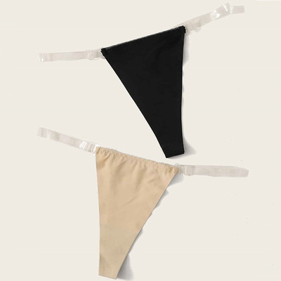 1/2 buc. Chiloți sexy pentru femei, curea transparentă, tanga din nailon, cu șnur în V, fără sudură, chiloți cu spate în T, lenjerie de corp Bikini pentru femei