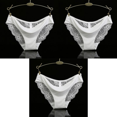 3 ks/sada dámskych bezšvových spodných prádel, intímnych dámskych sexi čipkovaných čiernych kvetinových nohavičiek