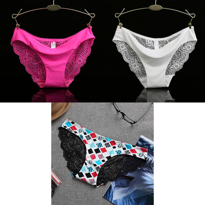 3 ks/sada dámskych bezšvových spodných prádel, intímnych dámskych sexi čipkovaných čiernych kvetinových nohavičiek