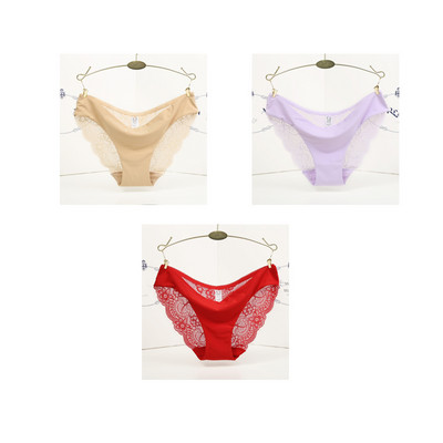 3 ks/sada dámskych bezšvových spodných prádel, intímnych dámskych sexi čipkovaných čiernych kvetinových nohavičiek