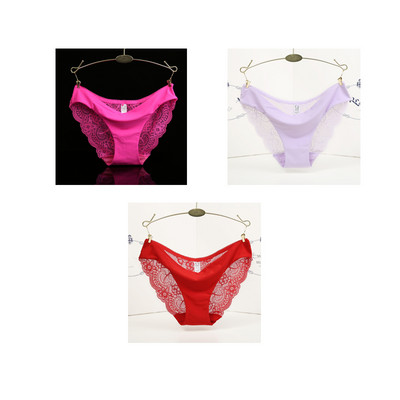 3 ks/sada dámskych bezšvových spodných prádel, intímnych dámskych sexi čipkovaných čiernych kvetinových nohavičiek