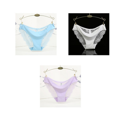 3 ks/sada dámskych bezšvových spodných prádel, intímnych dámskych sexi čipkovaných čiernych kvetinových nohavičiek