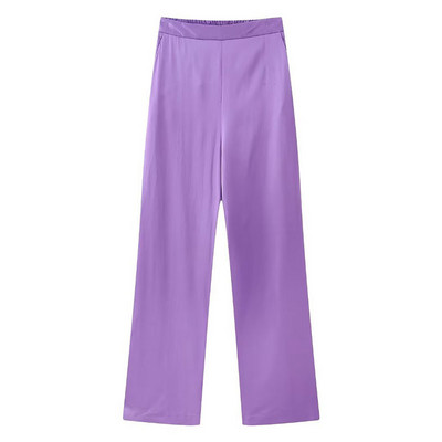 Elegantni ženski ljubičasti kompleti dugih hlača 2023. Modni blejzer na vezanje Jakna s visokim strukom Dvodijelni kompleti Uredska ženska odjeća