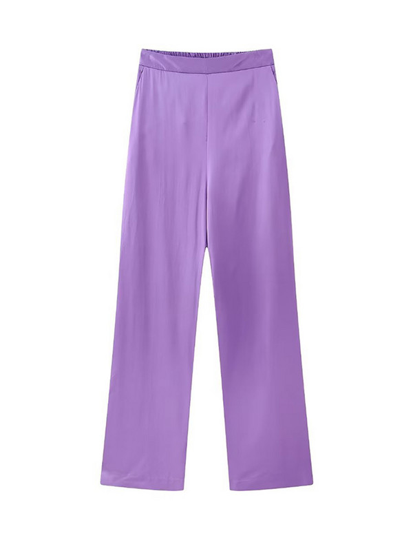 Elegantni ženski ljubičasti kompleti dugih hlača 2023. Modni blejzer na vezanje Jakna s visokim strukom Dvodijelni kompleti Uredska ženska odjeća