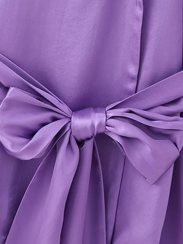 Elegantni ženski ljubičasti kompleti dugih hlača 2023. Modni blejzer na vezanje Jakna s visokim strukom Dvodijelni kompleti Uredska ženska odjeća