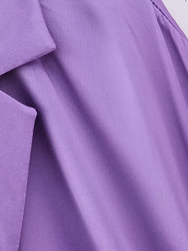 Elegantni ženski ljubičasti kompleti dugih hlača 2023. Modni blejzer na vezanje Jakna s visokim strukom Dvodijelni kompleti Uredska ženska odjeća