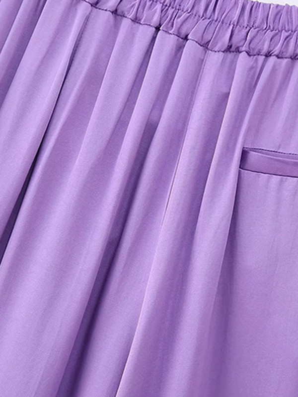 Elegantni ženski ljubičasti kompleti dugih hlača 2023. Modni blejzer na vezanje Jakna s visokim strukom Dvodijelni kompleti Uredska ženska odjeća