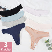 3PCS G-string gaćice Pamučno žensko donje rublje Seksi gaćice Jednobojne prugaste tange Žensko prozračno donje rublje