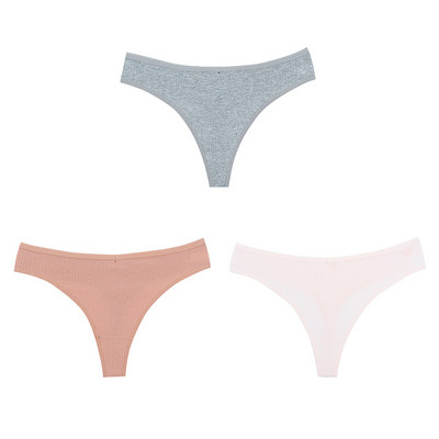 3PCS G-string gaćice Pamučno žensko donje rublje Seksi gaćice Jednobojne prugaste tange Žensko prozračno donje rublje