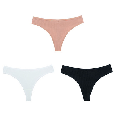 3PCS G-string gaćice Pamučno žensko donje rublje Seksi gaćice Jednobojne prugaste tange Žensko prozračno donje rublje