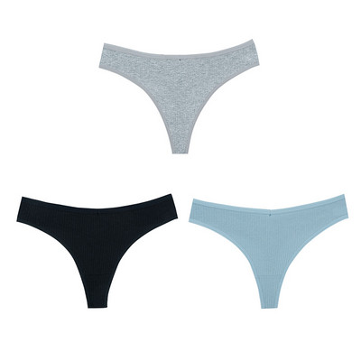 3PCS G-string gaćice Pamučno žensko donje rublje Seksi gaćice Jednobojne prugaste tange Žensko prozračno donje rublje