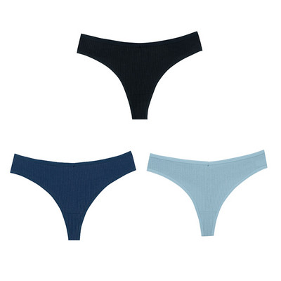 3PCS G-string gaćice Pamučno žensko donje rublje Seksi gaćice Jednobojne prugaste tange Žensko prozračno donje rublje