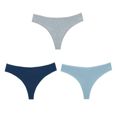 3PCS G-string gaćice Pamučno žensko donje rublje Seksi gaćice Jednobojne prugaste tange Žensko prozračno donje rublje