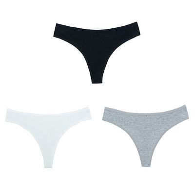 3PCS G-string gaćice Pamučno žensko donje rublje Seksi gaćice Jednobojne prugaste tange Žensko prozračno donje rublje