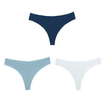 3PCS G-string gaćice Pamučno žensko donje rublje Seksi gaćice Jednobojne prugaste tange Žensko prozračno donje rublje