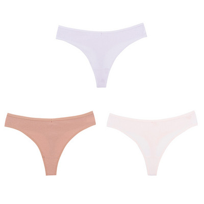 3PCS G-string gaćice Pamučno žensko donje rublje Seksi gaćice Jednobojne prugaste tange Žensko prozračno donje rublje