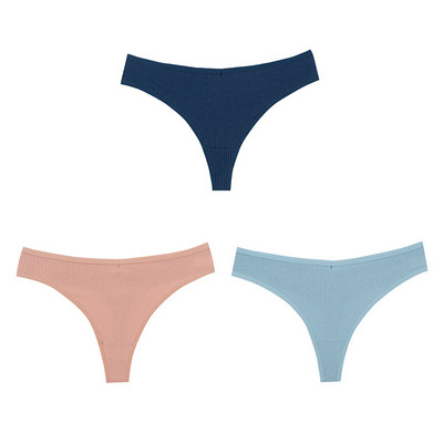 3PCS G-string gaćice Pamučno žensko donje rublje Seksi gaćice Jednobojne prugaste tange Žensko prozračno donje rublje