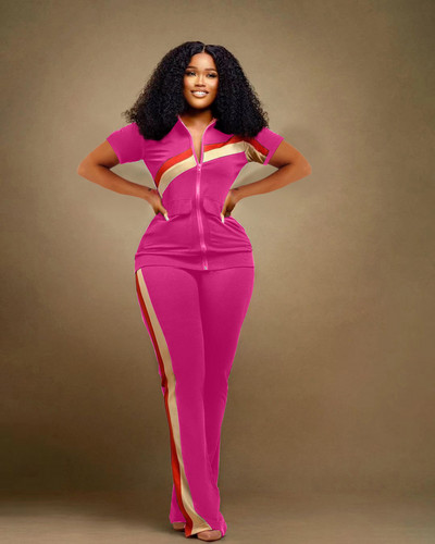 Ženski komplet proljeće/ljeto 2023. Dvodijelni set s modnim printom Ženski dvodijelni komplet sportskih hlača s patentnim zatvaračem u ležernom stilu