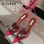 Eilyken PVC prozirne ženske cipele na vezanje za gležnjeve Sandale za svadbene zabave u stilu uličnog stila Perspex cipele na visoku petu