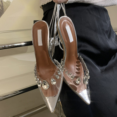 Eilyken PVC prozirne ženske cipele na vezanje za gležnjeve Sandale za svadbene zabave u stilu uličnog stila Perspex cipele na visoku petu