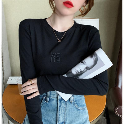 Dámske elegantné tričko s dlhým rukávom a výšivkou Joinyouth s grafickým motívom Y2K