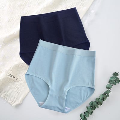 FallSweet 2 buc/lot Chiloți cu talie înaltă pentru femei Lenjerie de corp din bumbac Culoare uni Chiloți confortabili Lenjerie de dimensiuni mari трусы