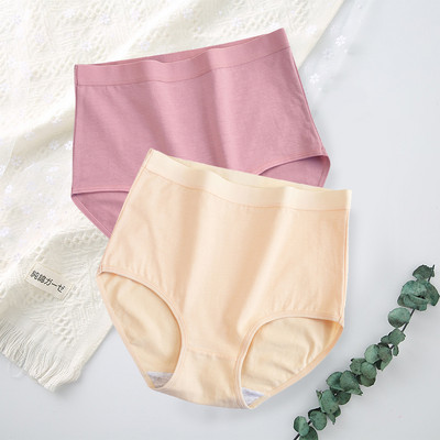 FallSweet 2 buc/lot Chiloți cu talie înaltă pentru femei Lenjerie de corp din bumbac Culoare uni Chiloți confortabili Lenjerie de dimensiuni mari трусы