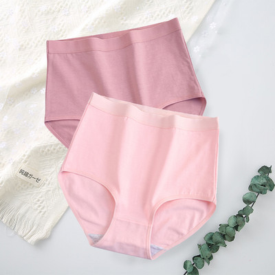 FallSweet 2 buc/lot Chiloți cu talie înaltă pentru femei Lenjerie de corp din bumbac Culoare uni Chiloți confortabili Lenjerie de dimensiuni mari трусы