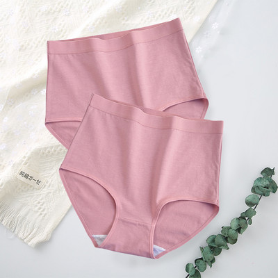 FallSweet 2 buc/lot Chiloți cu talie înaltă pentru femei Lenjerie de corp din bumbac Culoare uni Chiloți confortabili Lenjerie de dimensiuni mari трусы