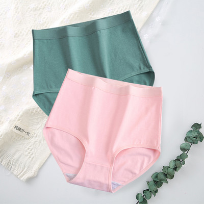 FallSweet 2 buc/lot Chiloți cu talie înaltă pentru femei Lenjerie de corp din bumbac Culoare uni Chiloți confortabili Lenjerie de dimensiuni mari трусы
