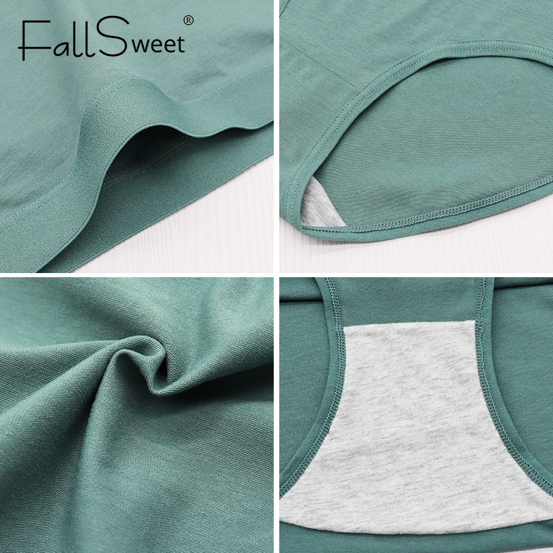 FallSweet 2 buc/lot Chiloți cu talie înaltă pentru femei Lenjerie de corp din bumbac Culoare uni Chiloți confortabili Lenjerie de dimensiuni mari трусы