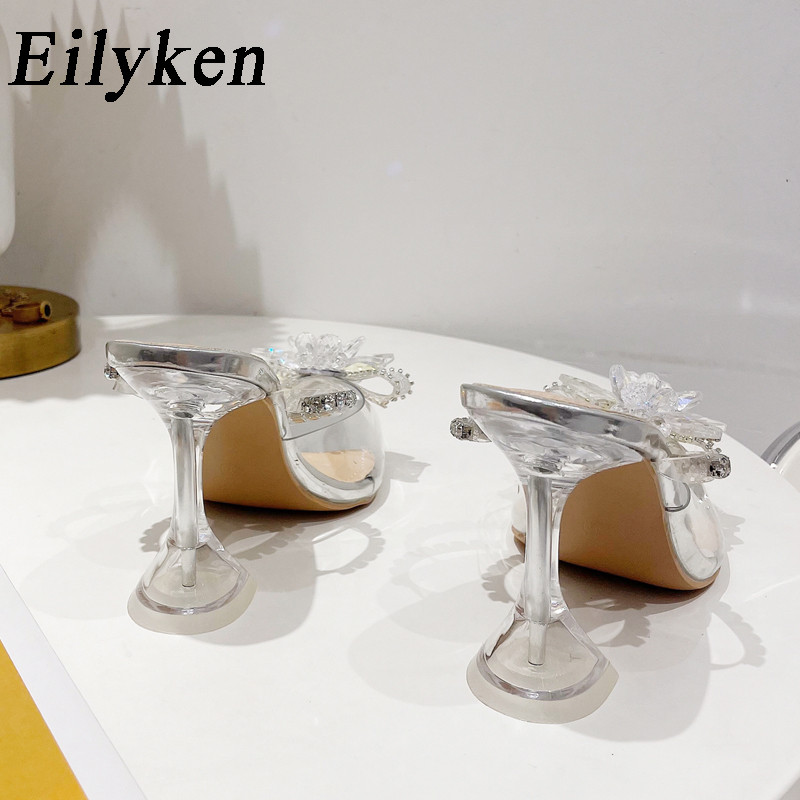 Eilyken Crystal Clear Ženske cipele na visoku petu 2023. Nova moda PVC prozirna striptizeta Ženske cipele Mule papuče