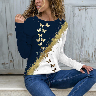 Jesen Zima Harajuku Odjeća s printom Ženska modna ležerna majica dugih rukava Ženska ulična široka majica