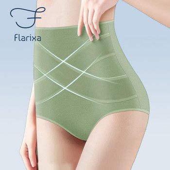 Flarixa Seamless Γυναικεία ψηλόμεση βαμβακερή κιλότα Cross Tummy Control Εσώρουχα για κορίτσια Σλιπ αναπνεύσιμα μονόχρωμα σώβρακα