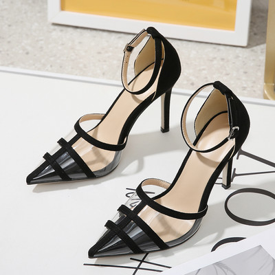 Eilyken Ženske cipele sa šiljatim prstima i remenčićem s kopčom Ljetne PVC prozirne cipele s visokim petama Mule sandale Ženske cipele