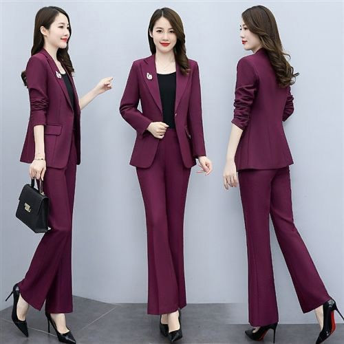 Ținută Pantaloni cu picioare late Blazer și 2 seturi de pantaloni pentru femei Set două piese alb Pantaloni pentru femei Formal Business Sexy Classy Xxl D