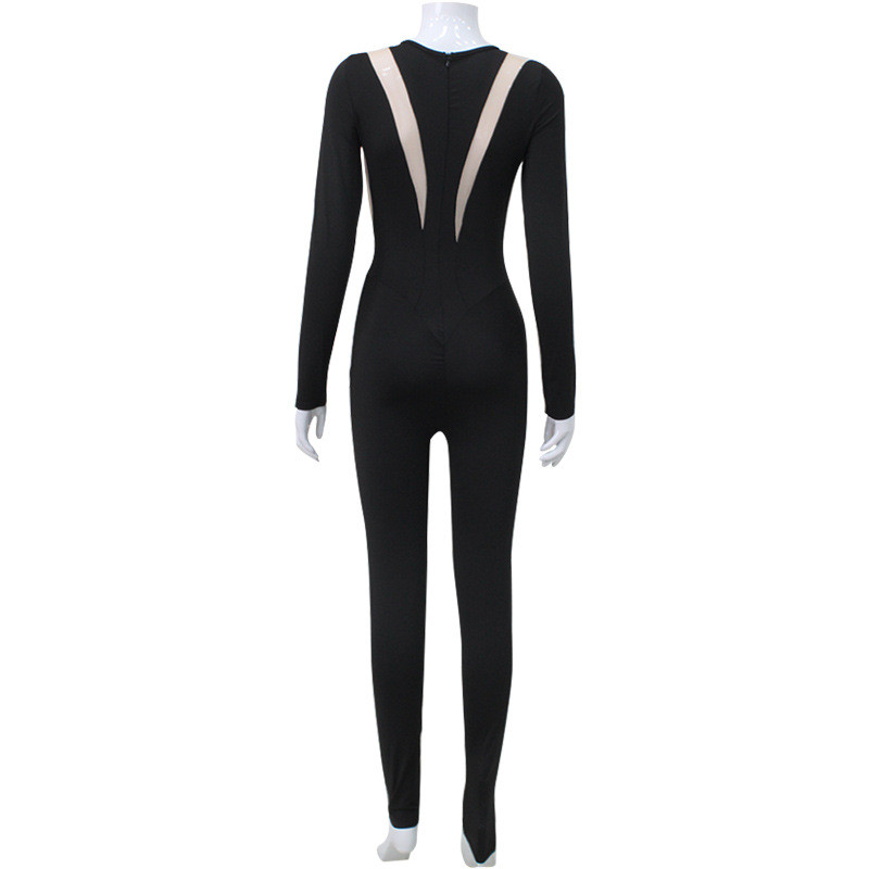 BKLD Haine pentru femei cu gât rotund cu mâneci lungi, patchwork, pantaloni lungi, salopetă neagră, primăvară și vară 2023, nou sosire