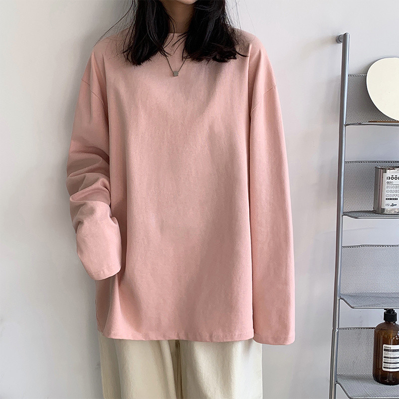 Privathinker Ženska jednobojna osnovna majica dugih rukava Široka uniseks odjeća Proljetne nove ženske pamučne majice